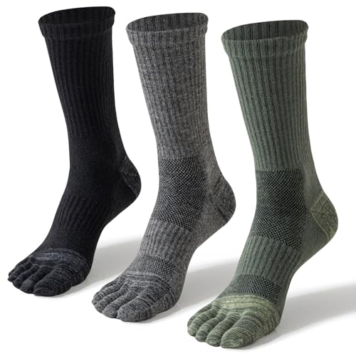 41vBAQy-2JL.jpg Merino Wool Toe Socks For Hiking Men&Women Thermal Winter Warm Boot Work Cushion Five Finger Socks 3 Pairs