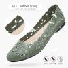 41w8A690sHL.jpg Women's Comfortable Dress Shoes Ballet Flats Slip On Shoes Black Flats Round Toe PU Leather Flats Summer with Floral Eyelets