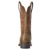 Womens Hybrid Rancher Stretchfit Embroidered Square Toe Casual Boots Mid Calf Low Heel 1-2" - Brown