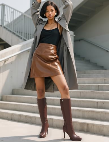 Knee High Boots Women Platform Stiletto Heel Tall Boots Round Toe Fall Winter Long boots for Women