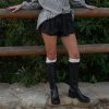 Women Knee High Boots Faux Leather Long Boots Low Chunky Heel Square Toe Side Zipper Fall Tall Boots