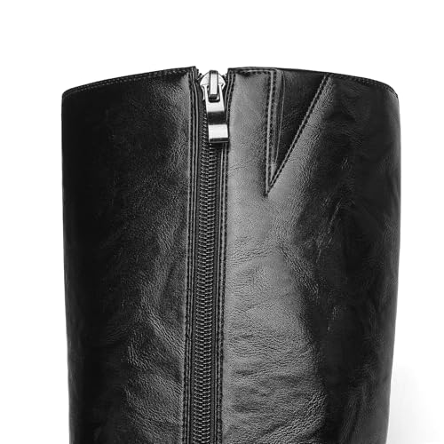 Women's Knee High Boots with Block Heels ?C Tall Fashion Boots with Side Zipper, Square Toe Long Boots for Fall Winter