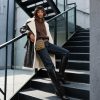 519Oh-L3BTL.jpg Knee High Boots Women Faux Leather Boots Low Heel Square Toe Side Zipper Fall Long Tall Boots for Women