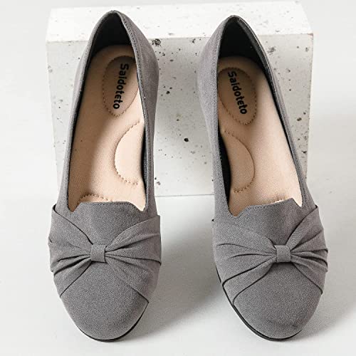 51Du05EIUCL.jpg Women's Ballet Flats, Comfortable Round Toe Slip On Flat Shoes Classic Suede Office Dress Shoes for Work