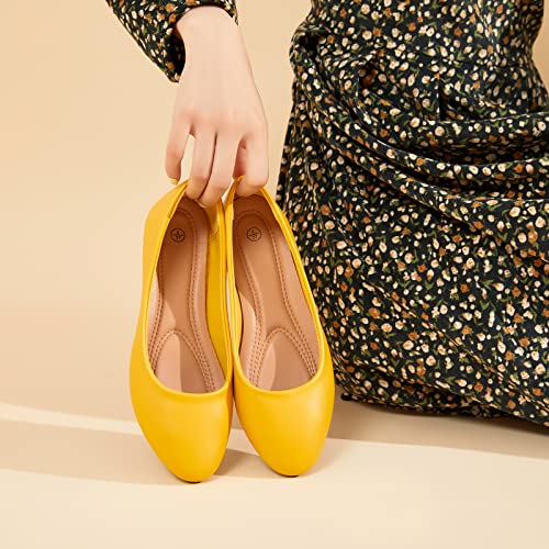 51ElTy0A2sL.jpg Women's Flats Shoes Ballet Flats Dress Shoes Comfortable PU Leather Slip on Shoes for Women