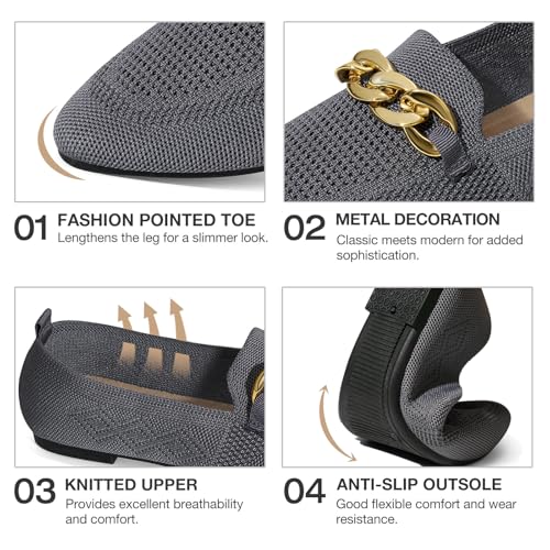 51Ns8FjvQBL.jpg Women's Casual Dressy Loafers, Comfortable Mesh Slip On Loafers, Summer Breathable Lightweight Pointed Toe Flats Shoes for Women