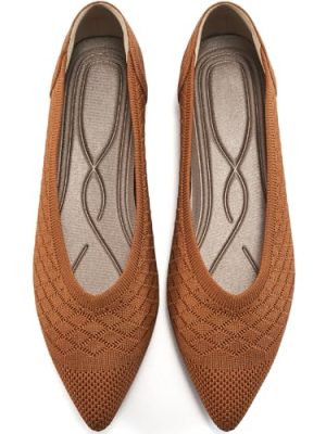 Womens Ballet Flats Dress: Comfortable Pointed Toe Knit Flat for Women - Casual Slip On Walking Shoes