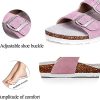Women Men Slide Cork Sandal Flat Adjustable Strap Buckle Slip on Casual Open Toe Shoes Suede Summer