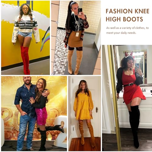 Women??s Thigh High Over The Knee Boots Suede Fashion Long 3.5 Inch Heel Boots with Zipper