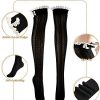 3 Pairs Long Boot Socks with Lace Trim Button Knit Boot Socks over Knee Thigh High Stockings for Women