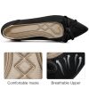 Ballet Flats Shoes for Women: Dressy Pointed Toe Bow Knit Flats Comfortable Slip On Work Business Shoes for Driving Dating