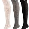 3 Pairs Long Boot Socks with Lace Trim Button Knit Boot Socks over Knee Thigh High Stockings for Women