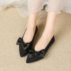 Pointed Toe Ballet Flats for Women Slip On Comfortable Flats with Bow Dressy Casual Work Shoes