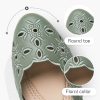 51l851PtgtL.jpg Women's Comfortable Dress Shoes Ballet Flats Slip On Shoes Black Flats Round Toe PU Leather Flats Summer with Floral Eyelets
