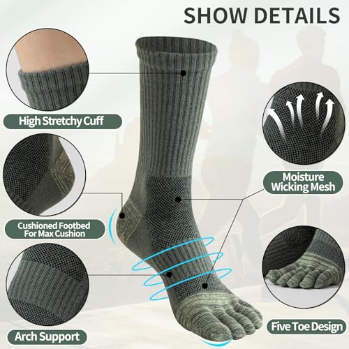 51o7u80jrkL.jpg Merino Wool Toe Socks For Hiking Men&Women Thermal Winter Warm Boot Work Cushion Five Finger Socks 3 Pairs
