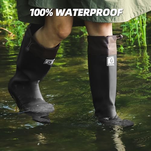 Wasserflux Women??s Mid-Calf Rain Boots ?C Waterproof Foldable Rubber Boots with Adjustable Cuff, Anti-Slip Sole, Lightweight for
