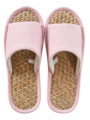 Women Mens Unisex Washable Cotton Open-Toe Home Slippers Indoor Shoes Casual Flax Soft Non-Slip Sole Shoes