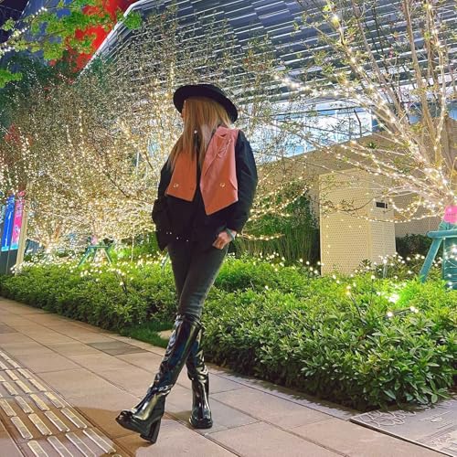 61zW6c2PY9L.jpg Fashion Knee High Boots Women Chunky Heel Square Toe Tall Boots for Women High Heel Black Side Zipper Long Boots